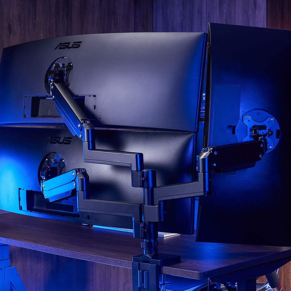 ULTRARM monitor arm and Moodular wooden monitor stand — modular, ergonomic, and designed for VISION ultrawide monitors. Enhances comfort, saves space, and elevates your workspace with precision craftsmanship.