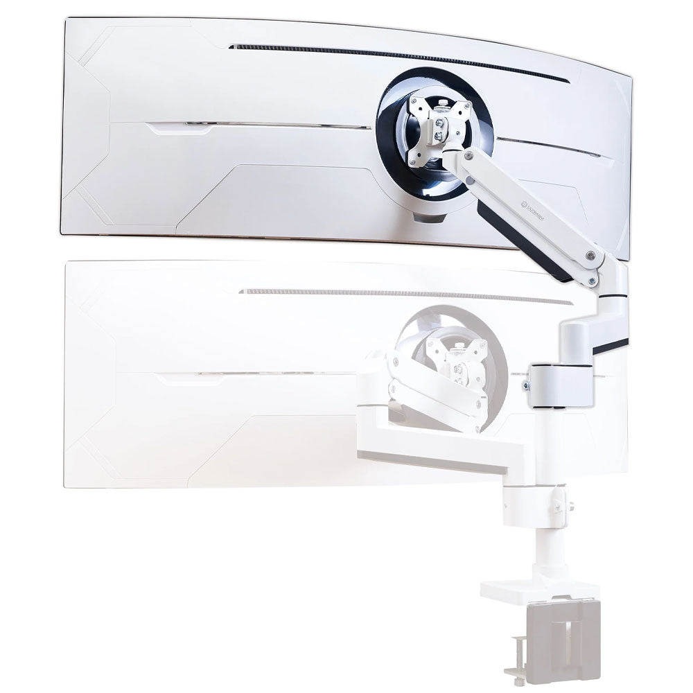 ULTRARM monitor arm and Moodular wooden monitor stand — modular, ergonomic, and designed for VISION ultrawide monitors. Enhances comfort, saves space, and elevates your workspace with precision craftsmanship.