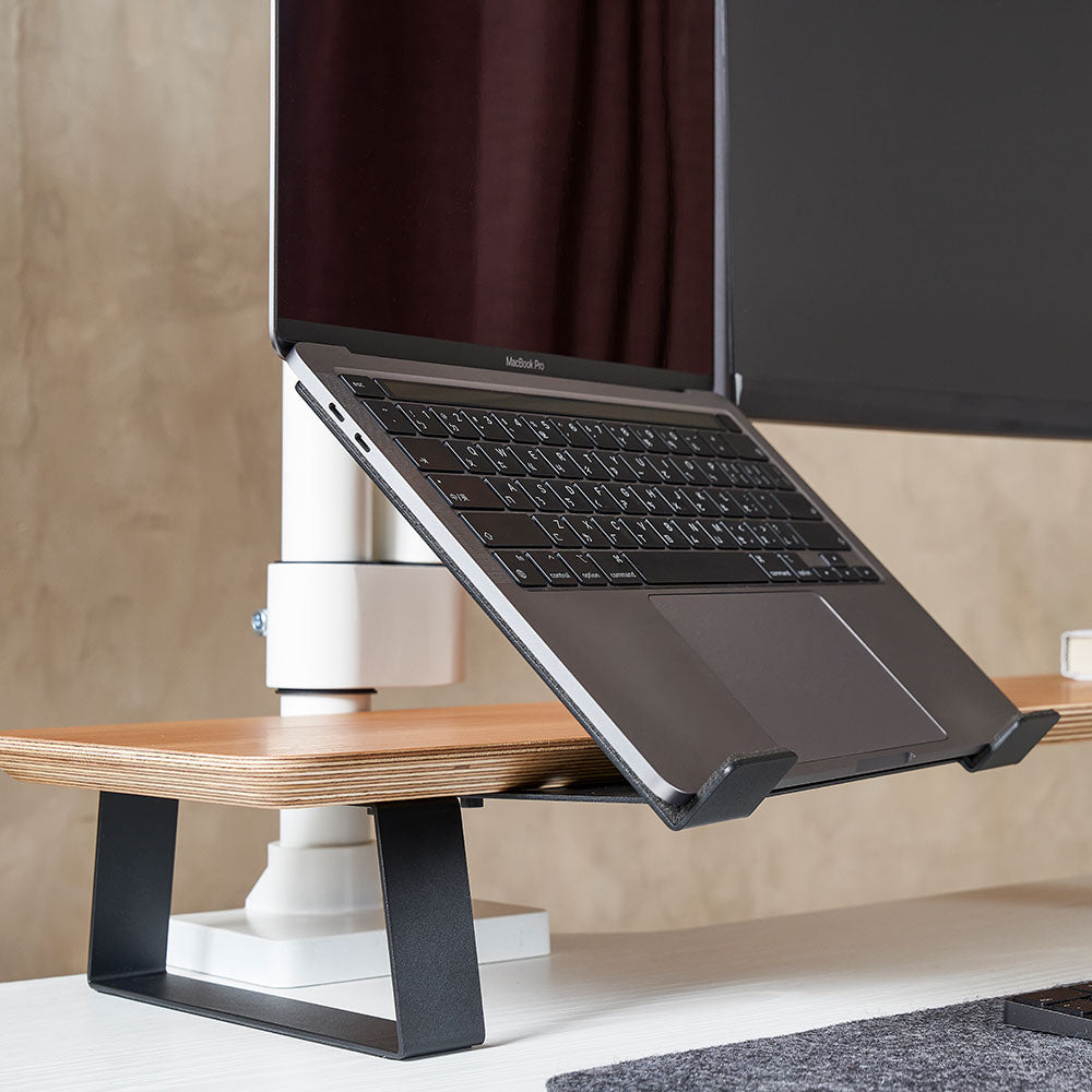 ULTRARM monitor arm and Moodular wooden monitor stand — modular, ergonomic, and designed for VISION ultrawide monitors. Enhances comfort, saves space, and elevates your workspace with precision craftsmanship.